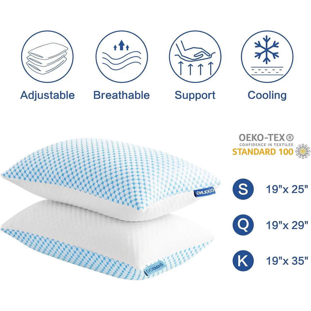 2-Pack Memory Foam Pillow, Cooling & Soft