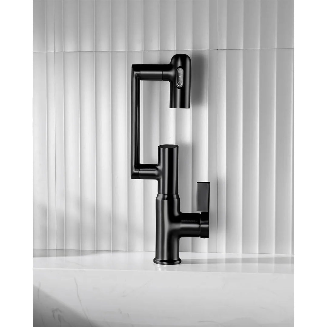 Rotatable Bathroom Faucet with Temperature Display in Fahrenheit (Batteries-Free), BF2204