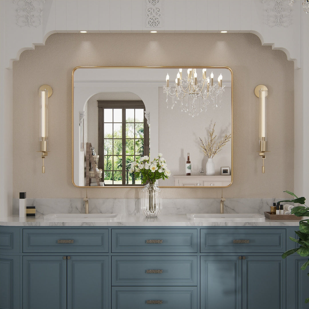 Modern Rounded Rectangle Metal Frame Wall Mirror