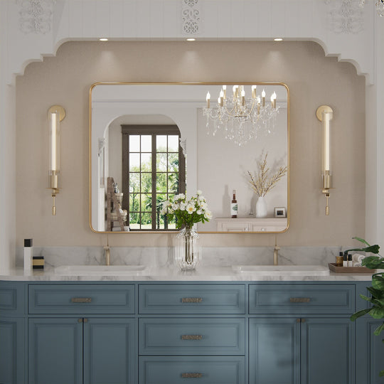 Modern Rounded Rectangle Metal Frame Wall Mirror