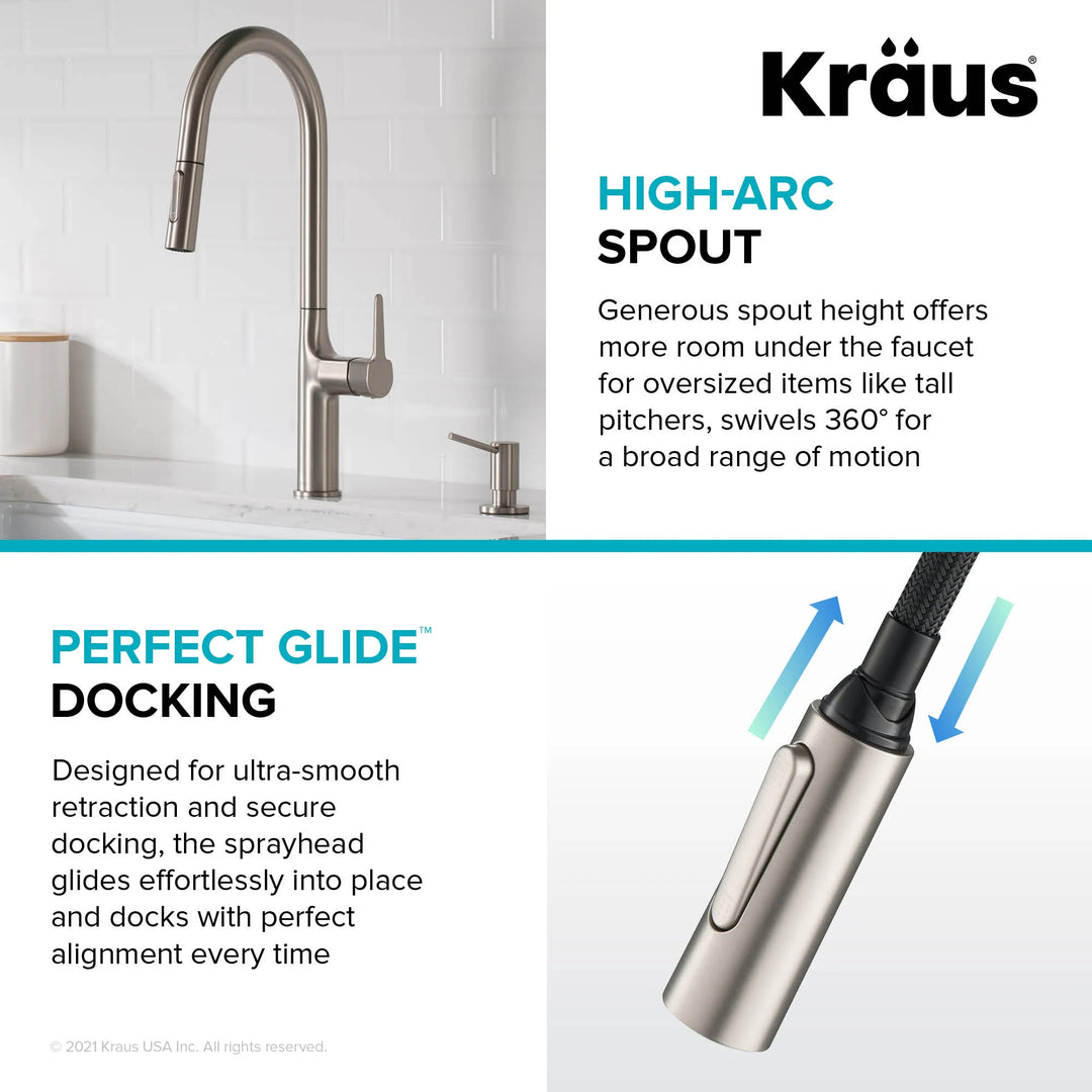 2-Function 1-Handle 1-Hole Pulldown Sprayer Brass Kitchen Faucet