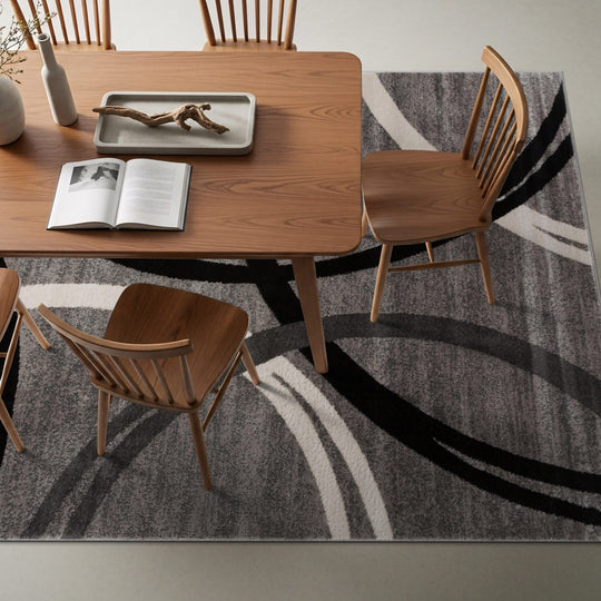 Contemporary Abstract Circles Design Area Rug