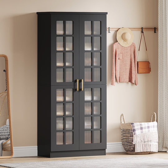 9-Tier Shoe Cabinet with Adjustable Shelves and Doors (71 Inches)