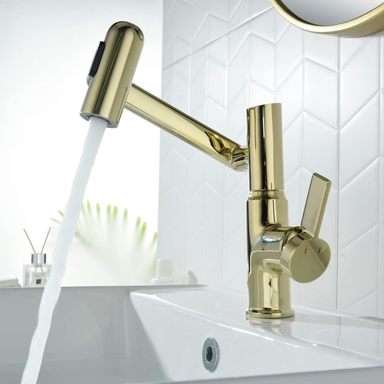 Rotatable Bathroom Faucet with Temperature Display in Fahrenheit (Batteries-Free), BF2204