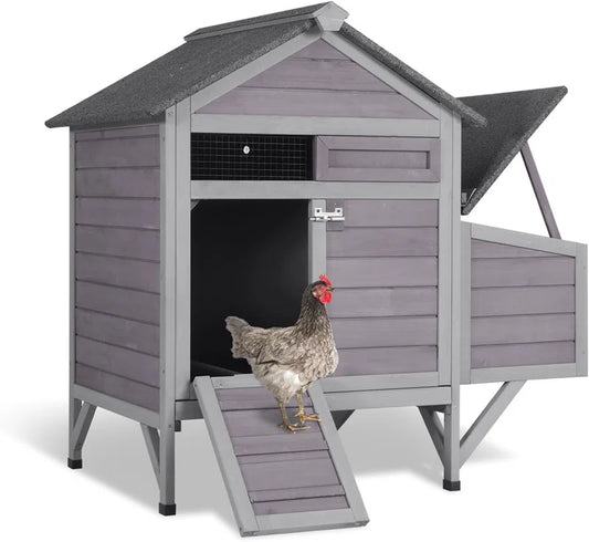 Chicken Coop for 2 Chickens Home Ues Outdoor Small Wooden Chicken House with Expandable Run for Poultry Duck Coop Pull Out Tray Quail Cage, Hen Habitat