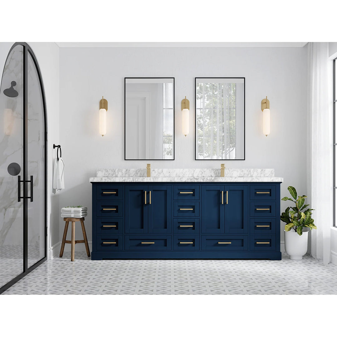 Willow Collection 84 in W X 22 in D X 36 in H Boston Double Bowl Sink Bathroom Vanity with Countertop