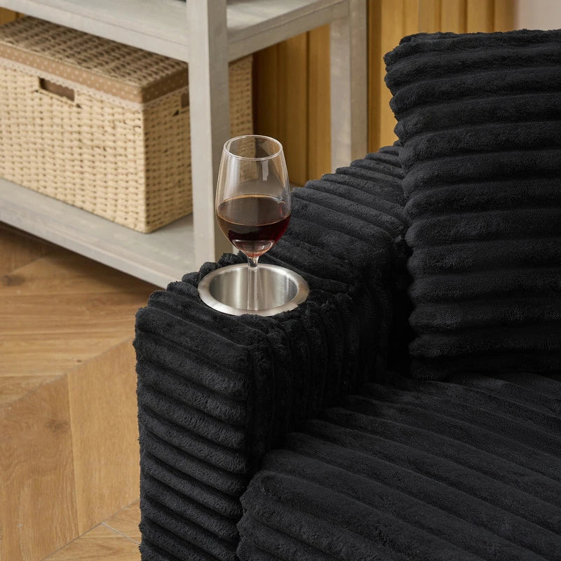 80" Cordylona Sofa, Cup Holder, Ottoman Storage