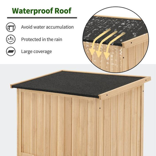 Outdoor Storage Cabinet Shed, Shuttered Doors with Lock, Wooden 0709 / 0808 / 1900