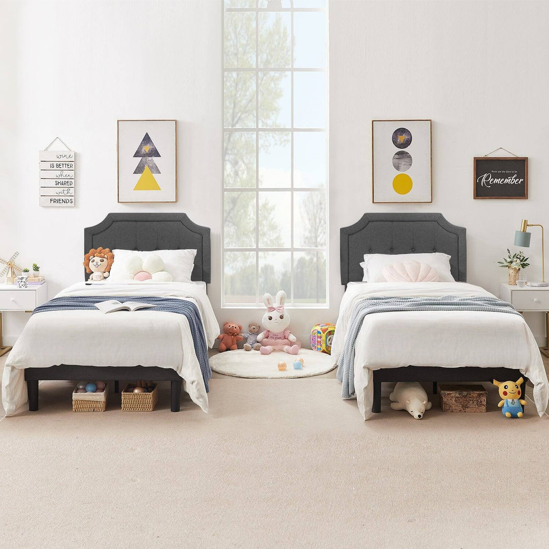 Javlergo Modern Upholstered Bed Frame with Height Adjustable Headboard Heavy-Duty Frame No Box Spring Needed