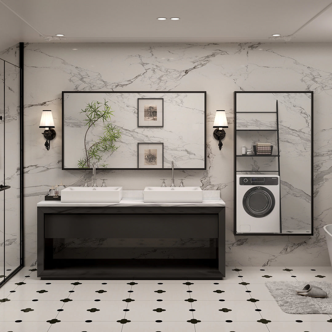 Modern Metal Framed French Cleat Mounted Wall Bathroom Vanity Mirror