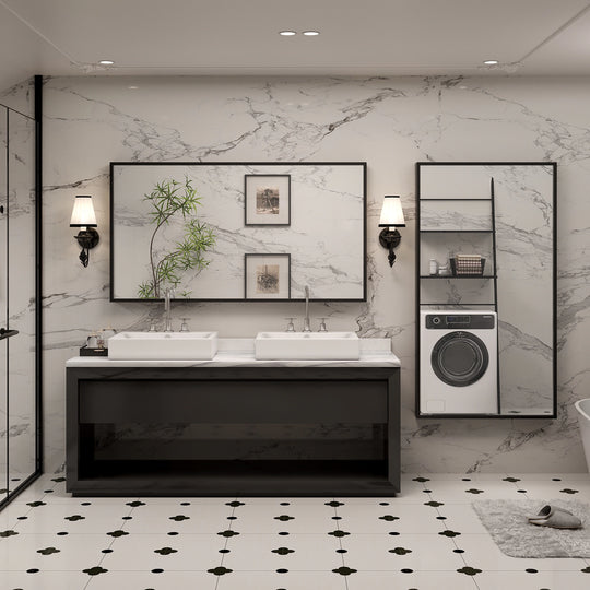 Modern Metal Framed French Cleat Mounted Wall Bathroom Vanity Mirror