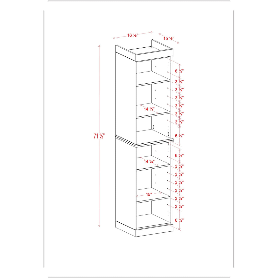 100% Solid Wood Bathroom Storage Cabinet, Adjustable Shelves, 16.5" Wide, 35.75" Tall