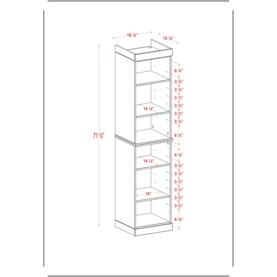 100% Solid Wood Bathroom Storage Cabinet, Adjustable Shelves, 16.5" Wide, 35.75" Tall