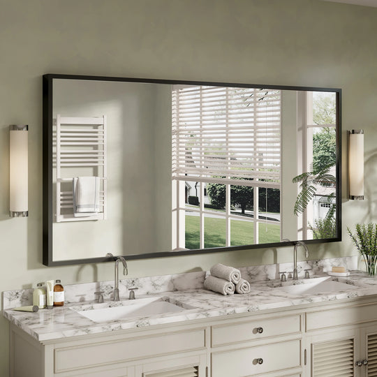 Modern Metal Framed French Cleat Mounted Wall Bathroom Vanity Mirror