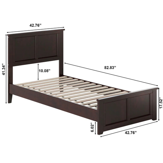 Charlotte Solid Wood Low Profile Platform Bed with Matching Footboard