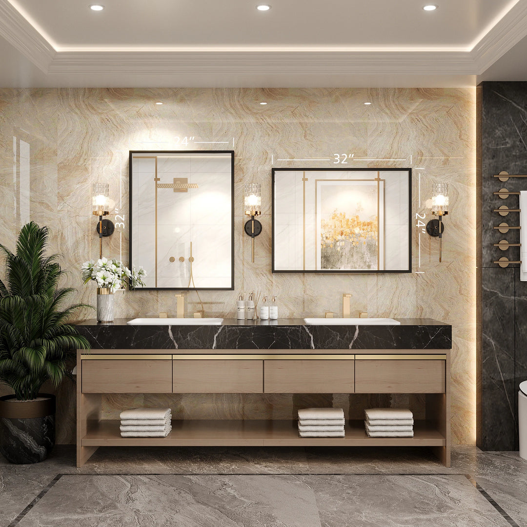 Modern Metal Framed French Cleat Mounted Wall Bathroom Vanity Mirror