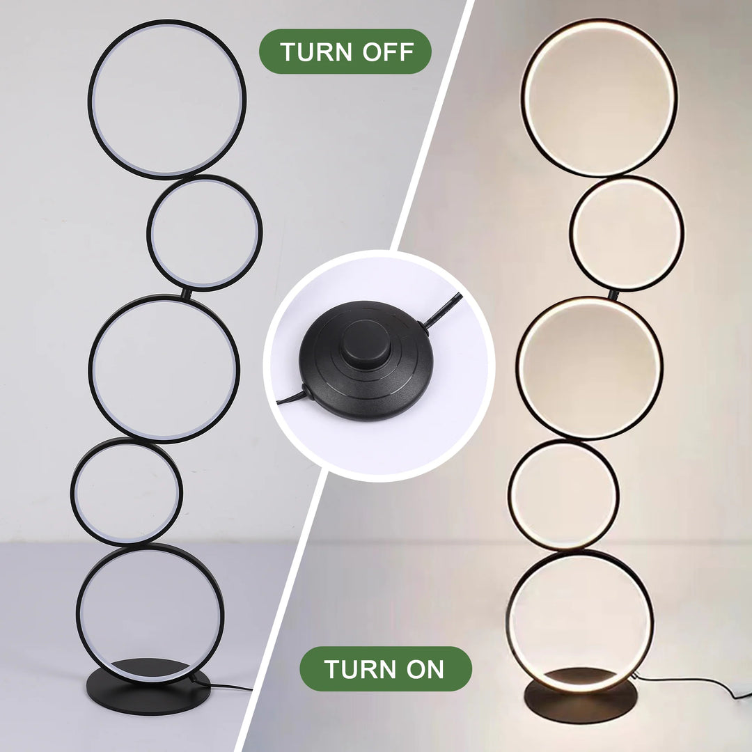 LED Modern Dimmable Floor Lamp, 3 Way Bright Corner Stand Lamp with 5-Ring for Living Room