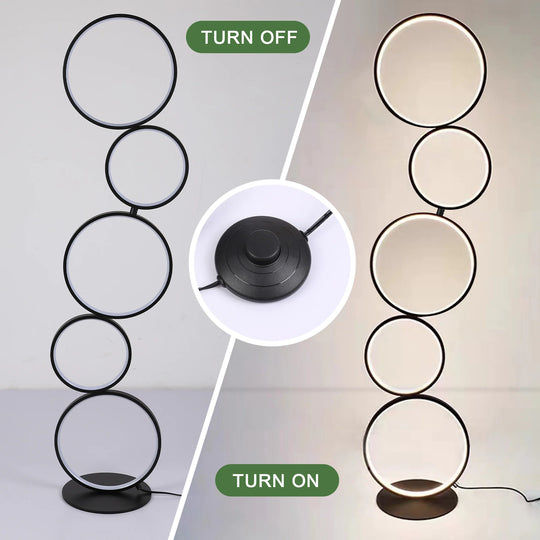 LED Modern Dimmable Floor Lamp, 3 Way Bright Corner Stand Lamp with 5-Ring for Living Room
