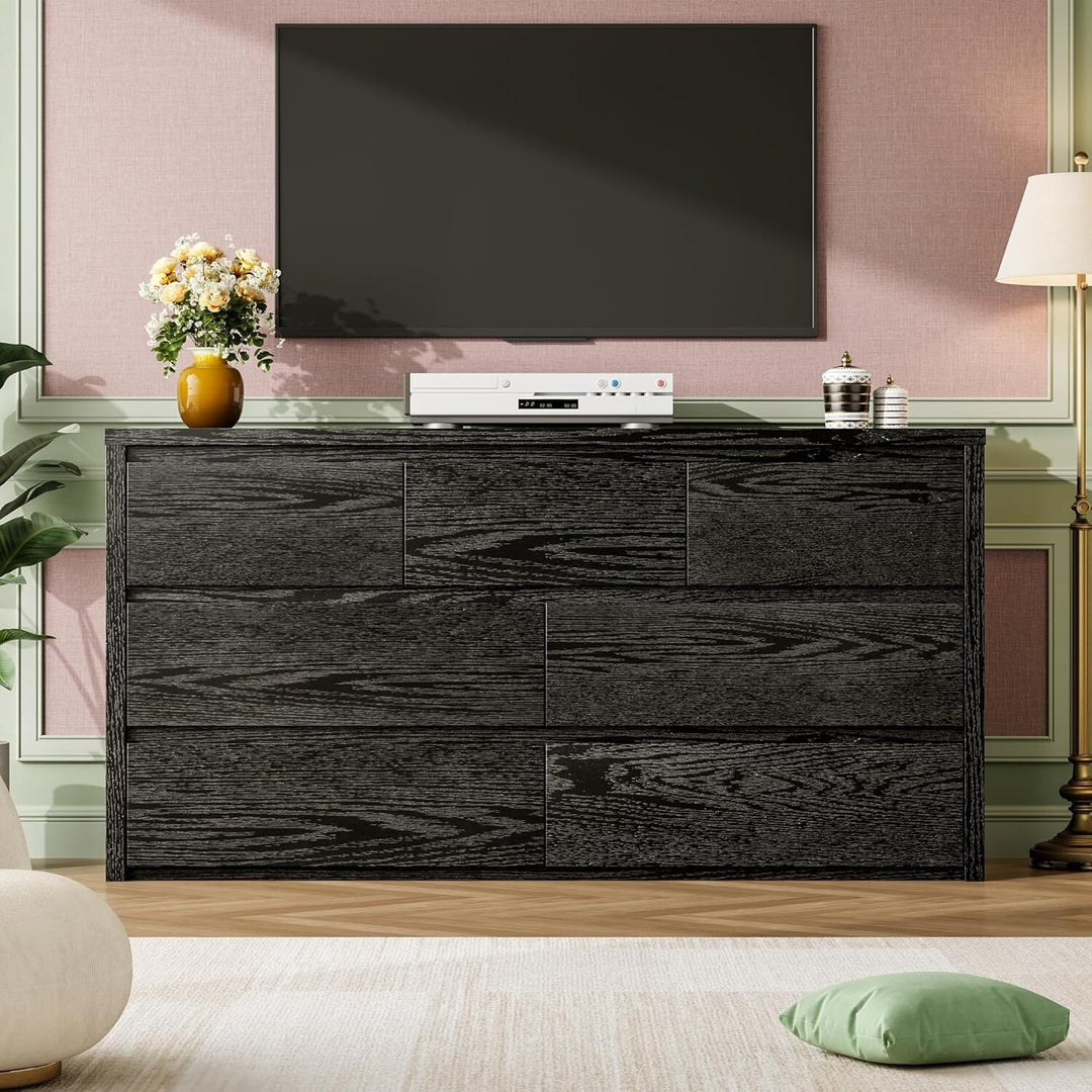 7-Drawer Dresser for Bedroom,Wide Wood Chest with Handle-Free Design,Modern Storage Cabinet for Living Room or Entryway