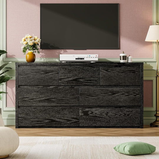 7-Drawer Dresser for Bedroom,Wide Wood Chest with Handle-Free Design,Modern Storage Cabinet for Living Room or Entryway