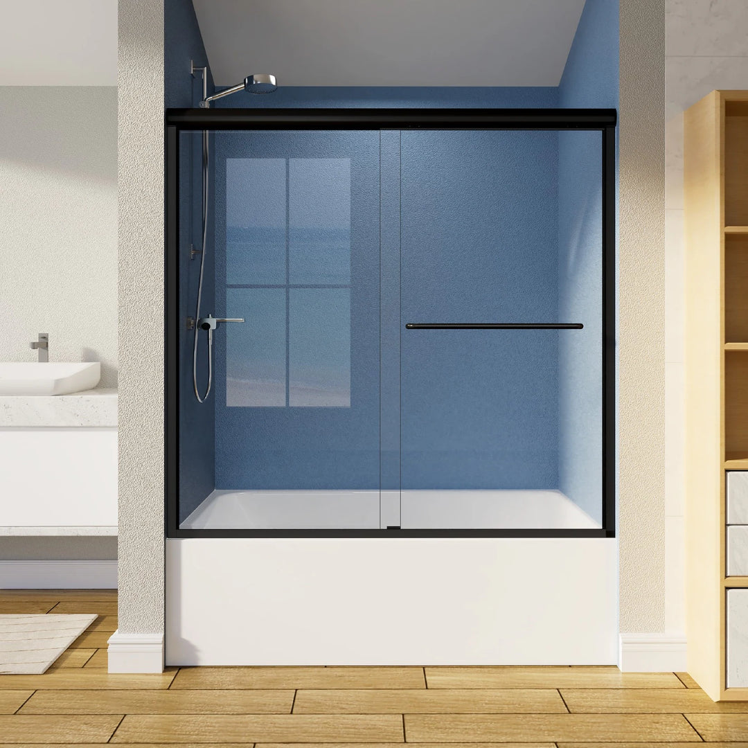 55-59" W X 56" H Bath Tub Semi-Frameless Sliding Shower Door