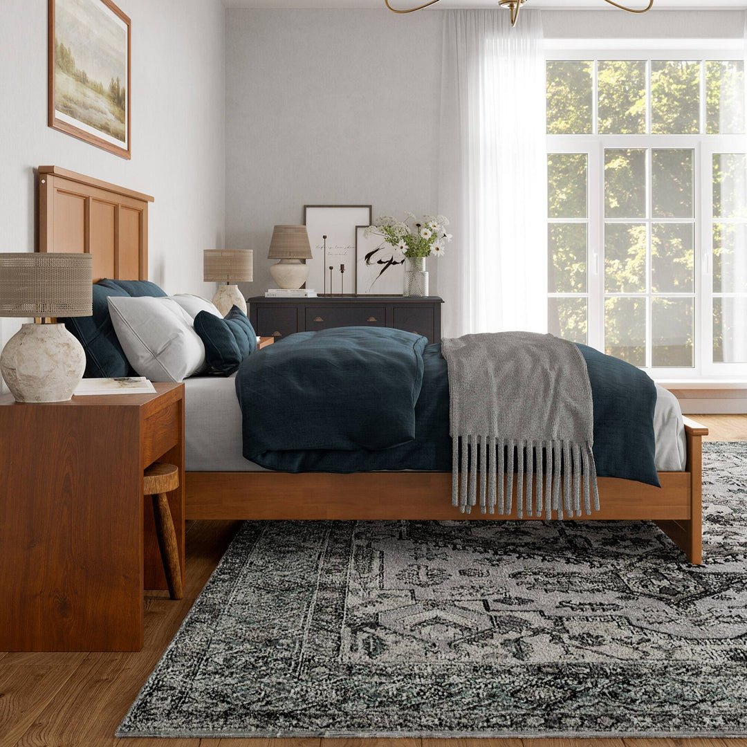 Charlotte Solid Wood Low Profile Platform Bed with Matching Footboard