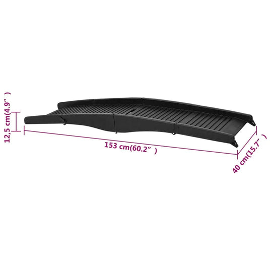 Folding Dog Ramp Black 60.2"X15.7"X4.9" Plastic