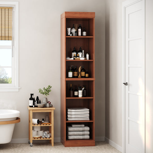 100% Solid Wood Bathroom Storage Cabinet, Adjustable Shelves, 16.5" Wide, 35.75" Tall