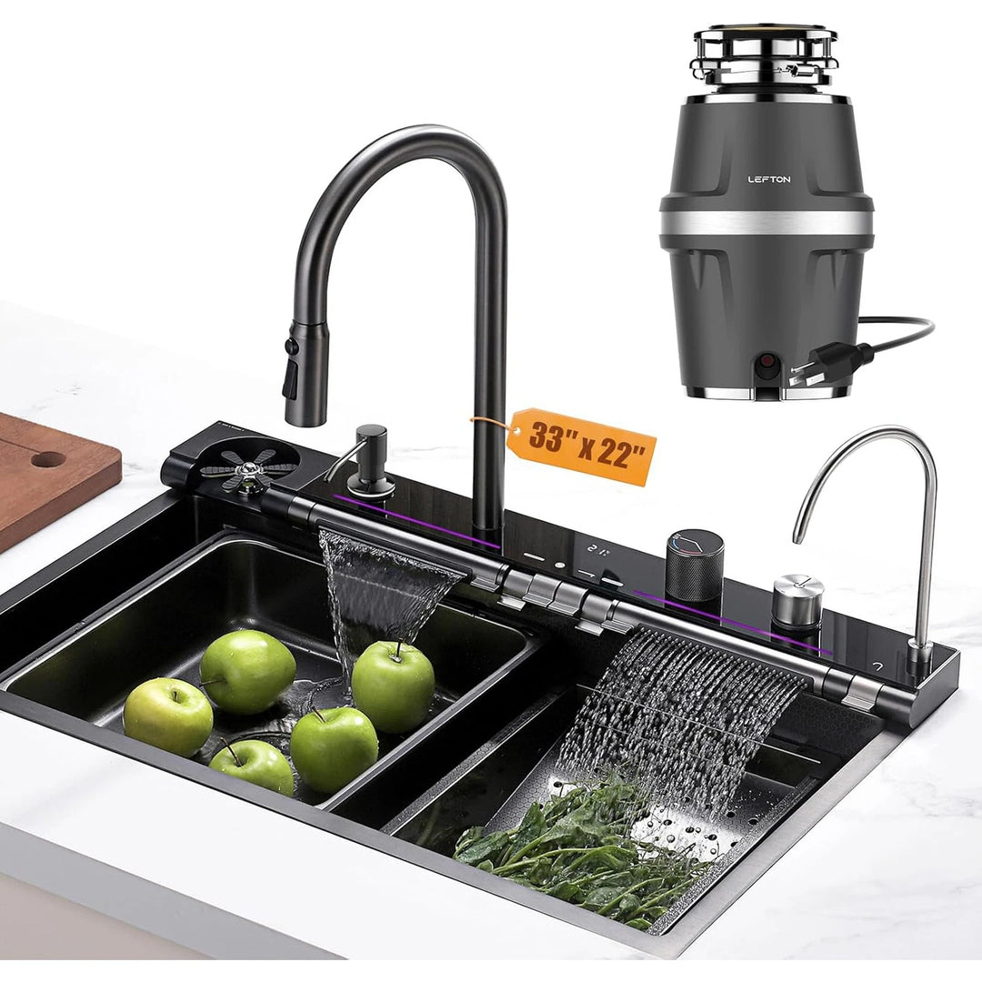 304 Stainless Steel Waterfall Kitchen Sink Set with Pull-Down Faucet KS2207 (Series)