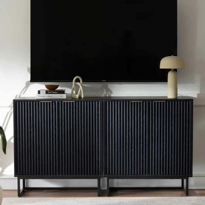 Neketa Wood Accent Cabinet with Metal Base