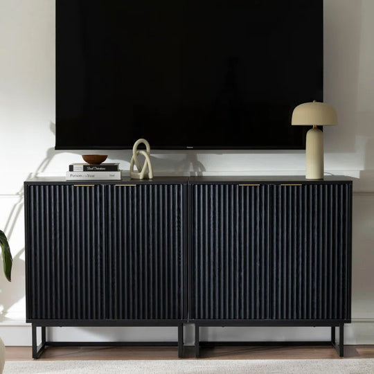 Neketa Wood Accent Cabinet with Metal Base
