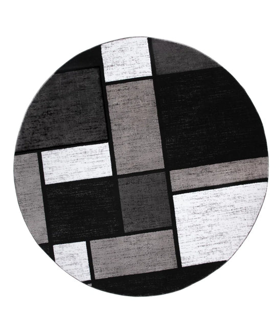 Astika Woven Geometric Gray/White/Black Area Rug – Modern Polypropylene Carpet for Living Room, Bedroom, or Office