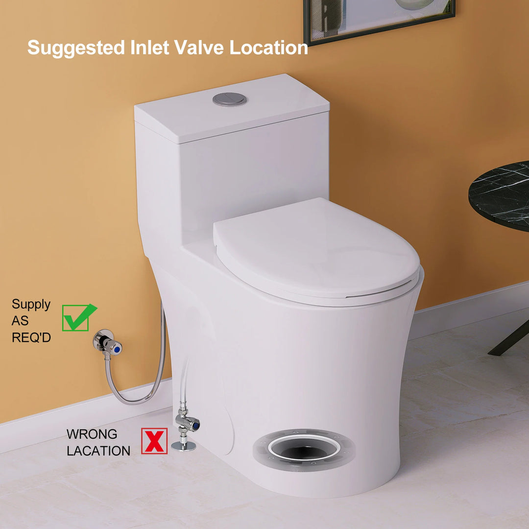 1 Piece Dual Flush Elongated Toilet White 0.8/1.28 GPF Seat Included