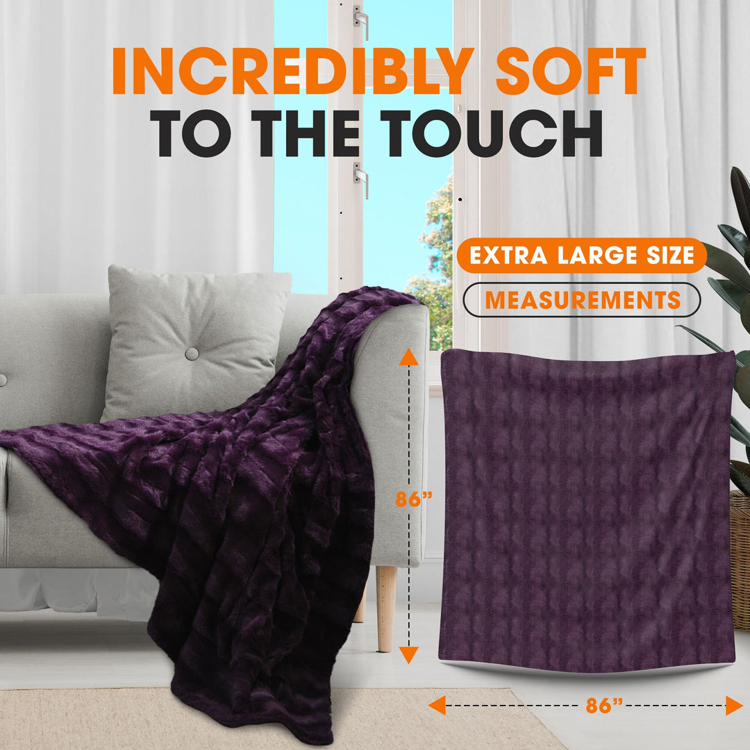 Faux Fur/ Microplush Reversible Throw Blanket