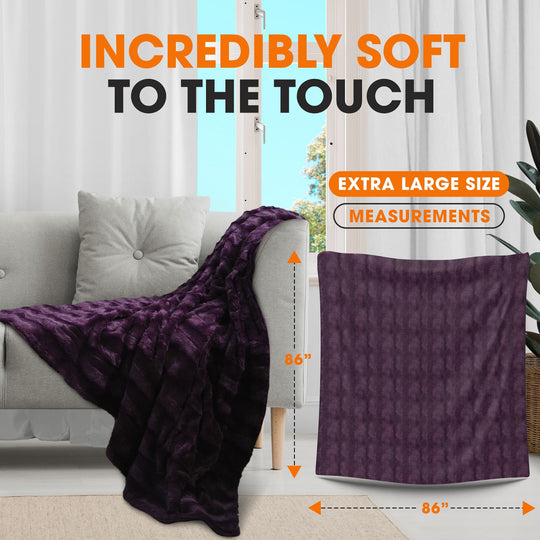 Faux Fur/ Microplush Reversible Throw Blanket