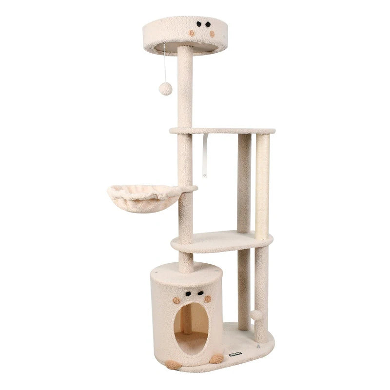 34-In Faux Fur Top Perch Cat Tree & Condo, Sage Green
