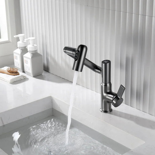 Rotatable Bathroom Faucet with Temperature Display in Fahrenheit (Batteries-Free), BF2204