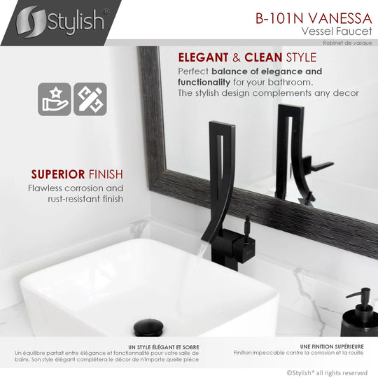 Single Handle Bathroom Faucet for Single Hole Brass Vessel Mixer Tap - Faucet Height: 17 1/2" Spout Height: 8"