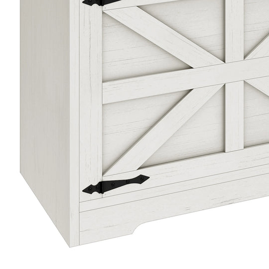 Farmhouse Shoe Storage Bench and Shoe Cabinet with Flip Drawer & Flip-Top Storage