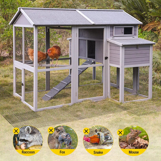 25.7 Square Feet Chicken Coop with Chicken Run for up to 10 Chickens