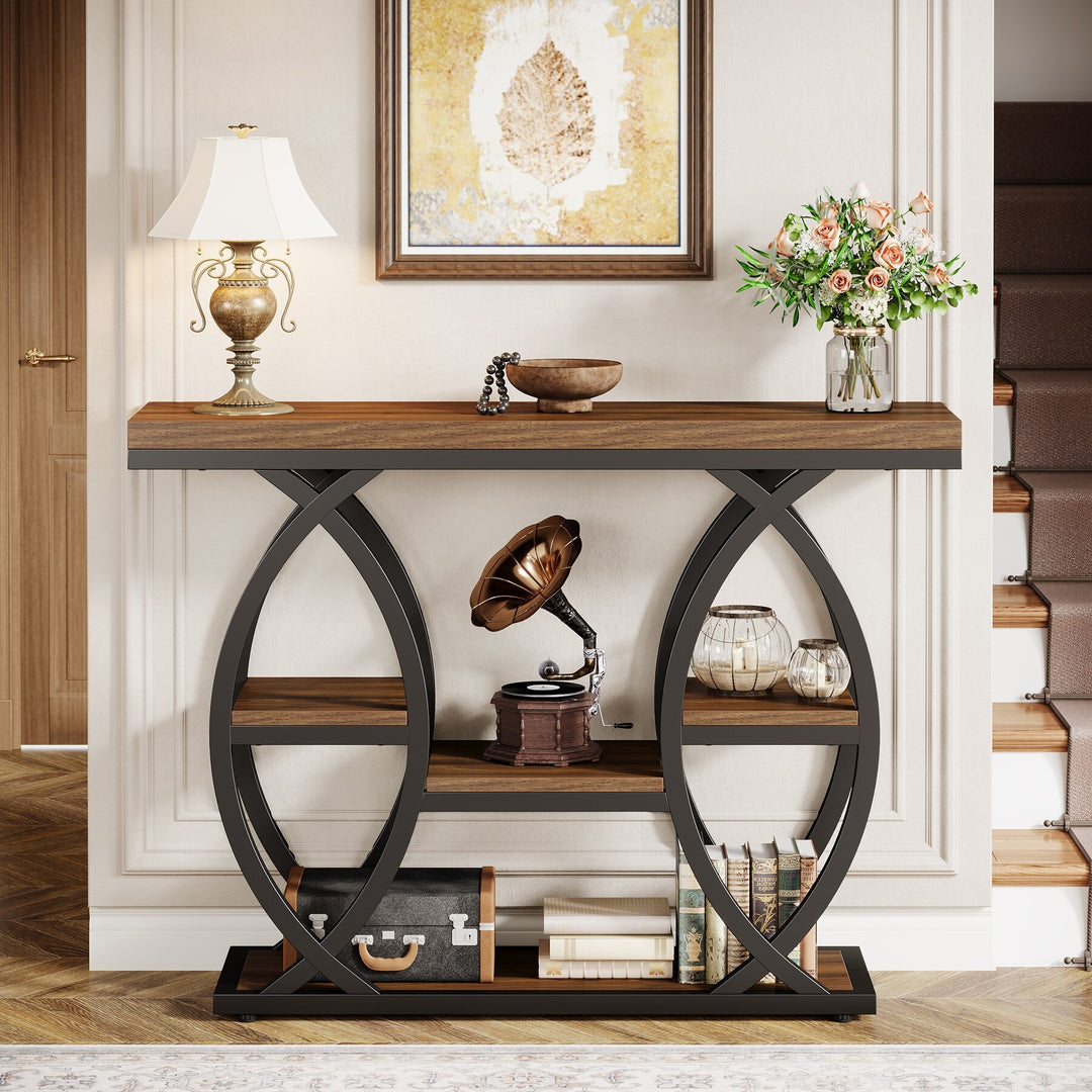 39.4" Console Table, 4-Tier Sofa Table Entryway Table for Small Spaces