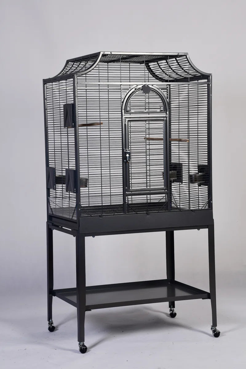 Charlonda 63'' Iron Victorian Top Flight Cage with Wheels