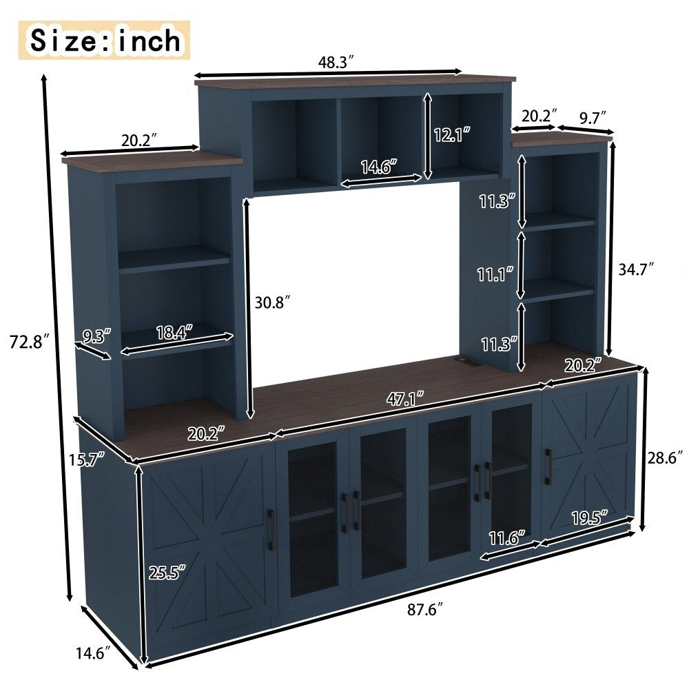 Wall Entertainment Center with Charging Station and USB Charging for Tvs