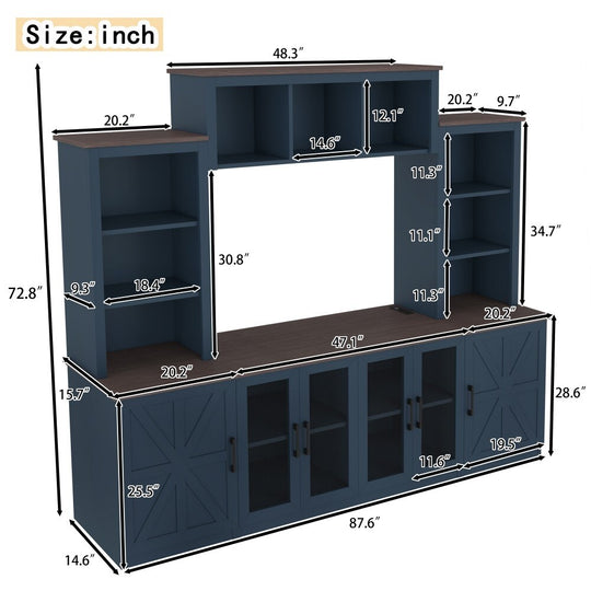 Wall Entertainment Center with Charging Station and USB Charging for Tvs