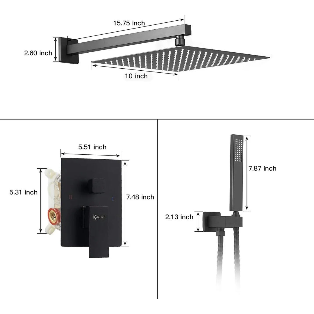 Rain Shower Faucet System Head Oil Rubbed Bronze with 10 Inch