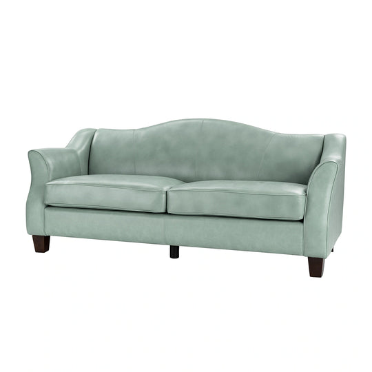 Sandra 81.5" Classic Genuine Leather Sofa with Solid Wood Legs by