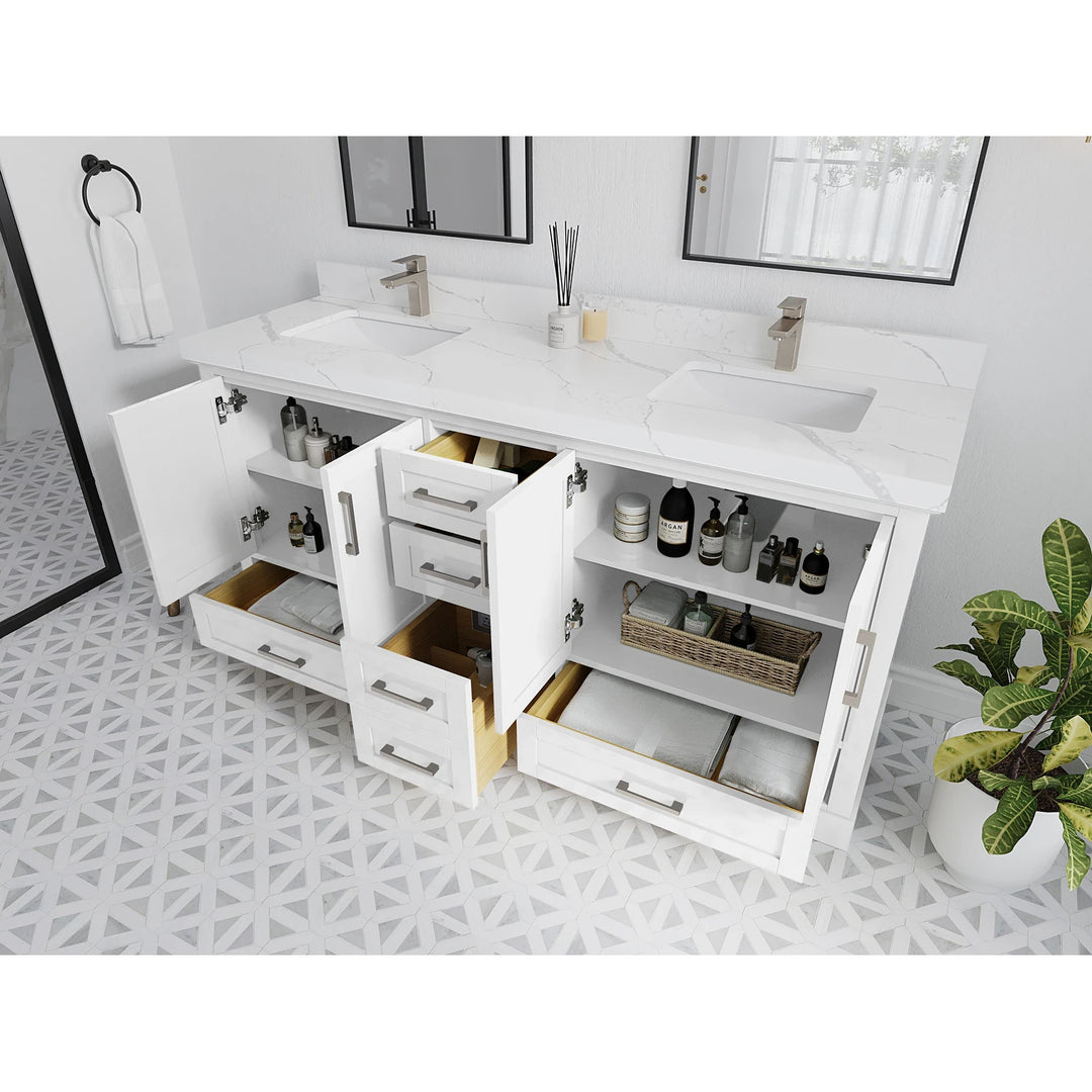Willow Collection 84 in W X 22 in D X 36 in H Boston Double Bowl Sink Bathroom Vanity with Countertop