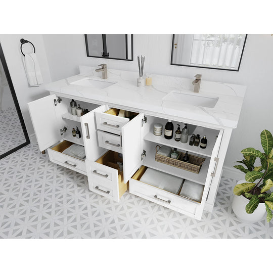 Willow Collection 84 in W X 22 in D X 36 in H Boston Double Bowl Sink Bathroom Vanity with Countertop