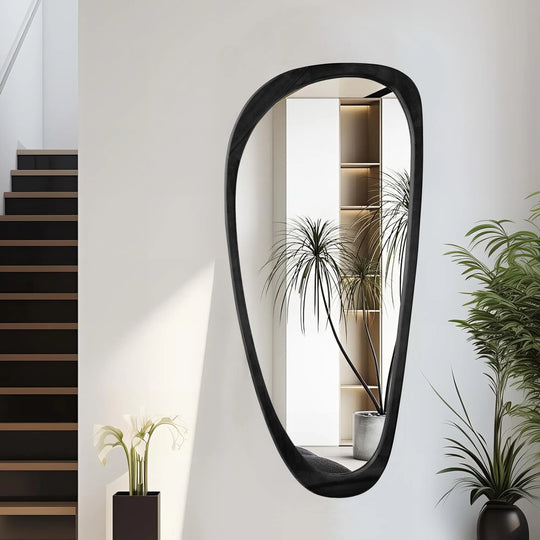 Irregular Mirror Asymmetrical Wood Wall Mirror