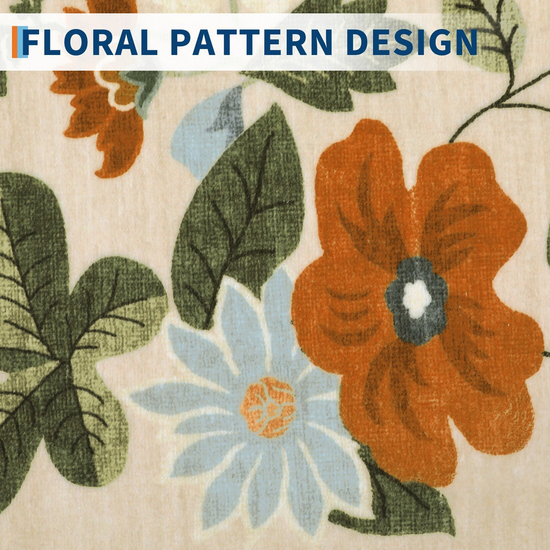 Floral Rugs Modern Indoor Soft Ultra-Thin Carpet Low Pile Flower Print Non Slip Throw Rug for Nursery Bedroom